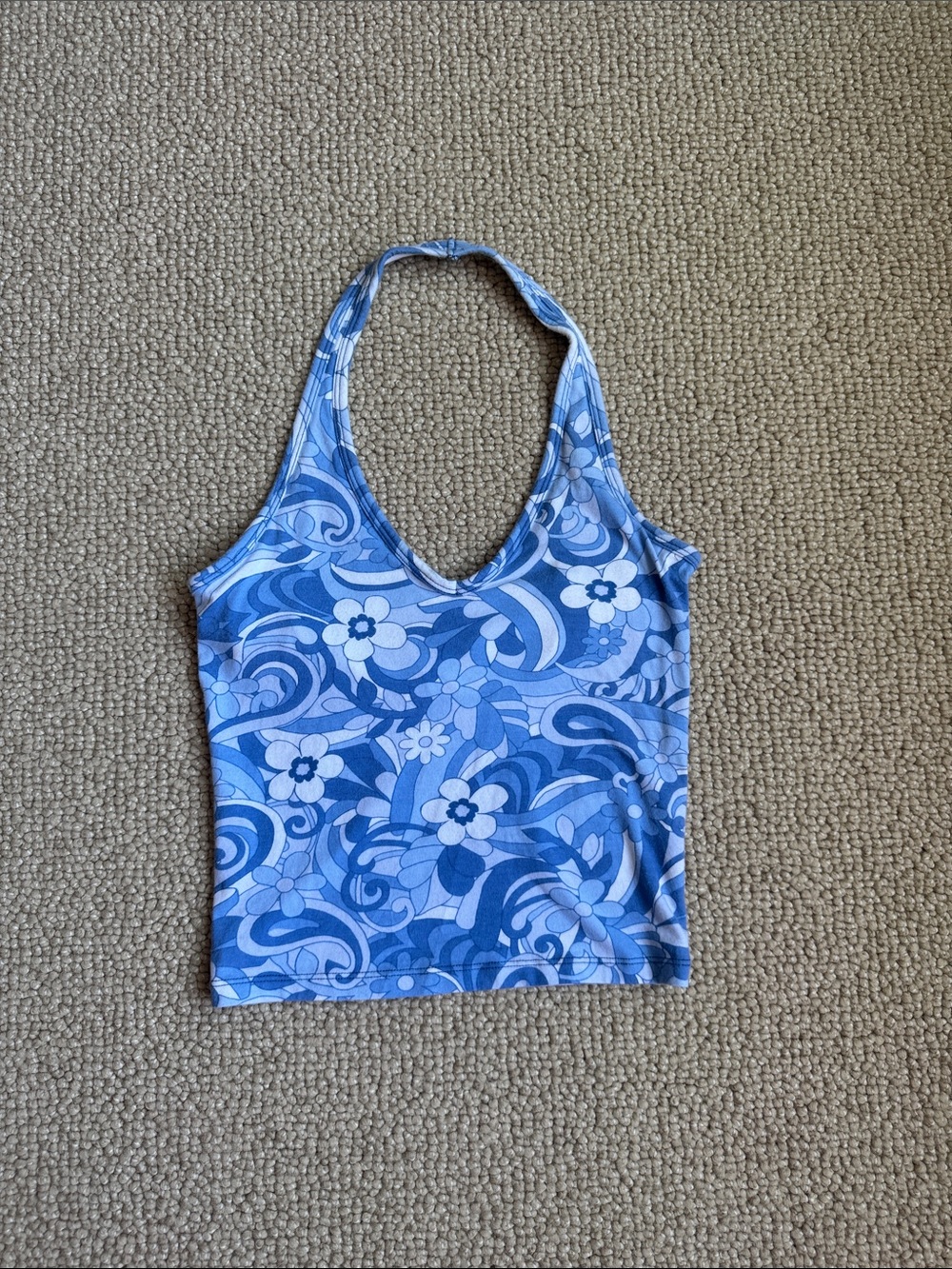 Hollister Blue Floral Halter Tank Top